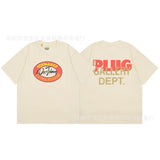 American classic series high street gall retro basic letter d print short sleeve t-shirt