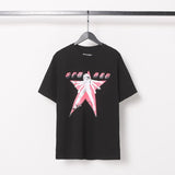 Spder hip-hop singer hotfix rhinestone foil letter print short sleeve t-shirt & rhinestone embellished shorts set (couple's style)
