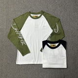 Corteiz patchwork "unicorn arm" print long sleeve american retro casual loose streetwear hip hop t-shirt