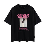 Summer trendy short-sleeve tee with back logo print - couple's fashion