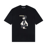 Mopey rich second generation xia loose version beautiful trendy quiet eyes printing round neck short sleeve t-shirt high street