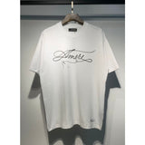 [gram] am flow paint graffiti letter starry sky classic logo print short sleeve couple t-shirt