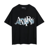 Wholesale foreign trade amir washed distressed tiger head number & letter logo short sleeve t-shirt