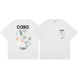 Summer collection: casa casablanca print oversized short-sleeve t-shirt - premium heavyweight cotton