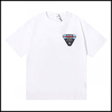 Export wholesale niche american fashion rhu flag floralsprinting double yarn pure cottoncasualloose couple short-sleeved t