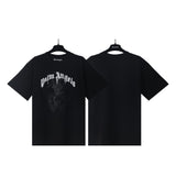 Cross-border pa spray-painted letter short-sleeved palm tree fog high street graffiti logo t