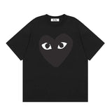 Correct version star kawakubo pla heartembroider short-sleeved pure cotton red heart peach couple t-shirt y