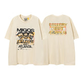 Export american retrog@llery short-sleeved t-shirt boys ins high street loose couple half-sleeved women d