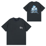 Summer running volume stussy short-sleeved t-shirt dice black eight ice cream comfy basics american couple summer t
