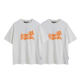 Summer trendy short-sleeve tee with back logo print - couple's fashion
