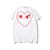 Kawakubo plaloveembroider short-sleeved pure cotton red heart eyes couple t-shirty long sleeves shirt taobao ling