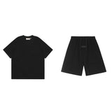 Flocked letter essentials short-sleeved t-shirt hip-hop half-sleeved high street fog american shorts