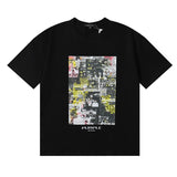 Wholesale high street purple br@nd american style short sleeve loose retro casual t-shirt couple trendy tee