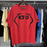 Hs-f summer collection: fog high street washed & distressed heavyweight crew neck graphic tee - couple's style