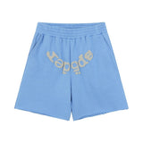 Spder hip-hop singer hotfix rhinestone foil letter print short sleeve t-shirt & rhinestone embellished shorts set (couple's style)