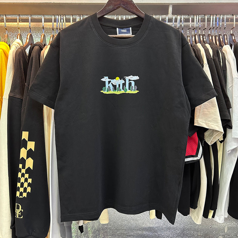 Kith T-Shirt KITH White Cloud Sun Forest Print