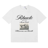 Rhude T Shirts Heave on Earth Printed Cotton Casual Short Sleeve Men and Women