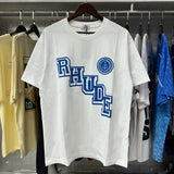 Rhude T Shirts College Badge Printed Cotton Casual Short Sleeve Men and Women