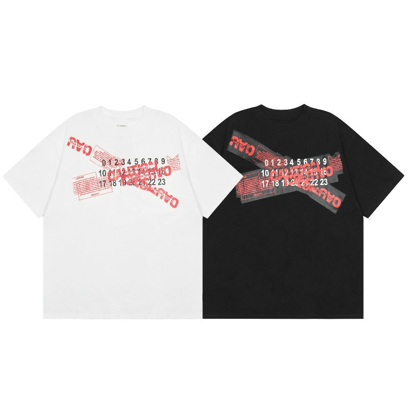 Mm series export wholesale margiela simple style digital four-corner mark couple short-sleeved t-shirtpure cotton high quality