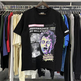 Hs-f summer collection: fog high street washed & distressed heavyweight crew neck graphic tee - couple's style