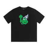 trap gradient letter tiger head short sleeve european and american high street trap star printing t-shirt loose s