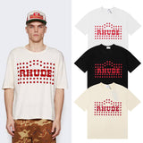 Rhude T Shirts Red Polka Dot Printed Cotton Casual Short Sleeve Men and Women