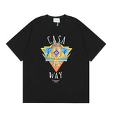 Summer collection: casa casablanca print oversized short-sleeve t-shirt - premium heavyweight cotton