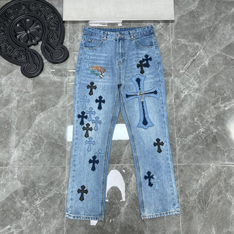 CHH Chrome Hearts Jeans Metal Logo Decoration