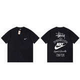 Summer running volume stussy short-sleeved t-shirt dice black eight ice cream comfy basics american couple summer t