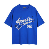 amri washed distressed tiger head number & letter logo short sleeve t-shirt