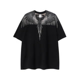 mb short-sleeved python lion head colorful feather wings t-shirt european and american loose couple