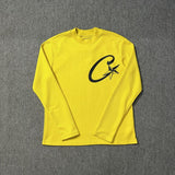 Corteiz patchwork "unicorn arm" print long sleeve american retro casual loose streetwear hip hop t-shirt