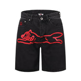 Bbc american high street ice cream flying dog printing short sleeve t-shirt casualshortsloose half lengthjeans summer