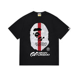 Early spring/summer camo ape head collaboration - little monkey logo print short sleeve couple's trendy tee