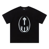 trap gradient letter tiger head short sleeve european and american high street trap star printing t-shirt loose s