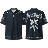 Cross-border american blockcore style patch embroidery t-shirt v-neck sports football uniform mesh quick-drying
