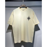 [gram] am flow paint graffiti letter starry sky classic logo print short sleeve couple t-shirt