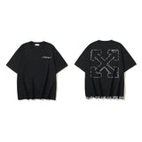 European and american spring/summer ow gradient arrow graphic crew neck short sleeve t-shirt