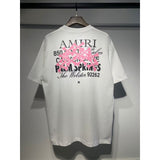 [gram] am peace dove flowing paint graffiti letter starry sky classic logo printing short sleeve couple t-shirt
