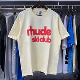 Rhude T Shirts Ski Club Letter Print Versatile Casual Short Sleeve Men and Women