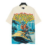 gods short-sleeved heavy weight washed fog high street rock band skull pure cottonprinting t-shirt