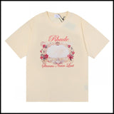 Export wholesale niche american fashion rhu flag floralsprinting double yarn pure cottoncasualloose couple short-sleeved t