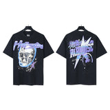 american trend high quality loose t-shirt pure cotton front and rear high-definition printing casualcoupletrendy short sleeves