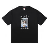 Wholesale export sup streetwear letter print 100% cotton t-shirt - relaxed fit, crew neck, short sleeve