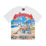 High version gods short sleeve heavy weight washed fog high street rock band skull pure cottonprinting round
