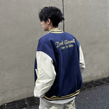 Unisex Baseball Jersey Embroidered PU Leather Stitched Baseball Jacket Loose Jacket