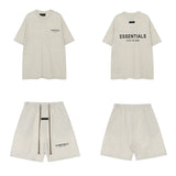 Flocked letter essentials short-sleeved t-shirt hip-hop half-sleeved high street fog american shorts