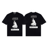 Erd rich second generation loose version american trend quiet eye printing round neck short sleeve t-shirt couple outfit