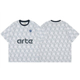 Arte summer tshirt student tops blue rose printing t-shirt casualloose short sleeve trendy