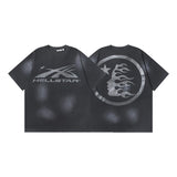 pa long sleeve t-shirt palm tree back letter big logo bat sleeve os dropped shoulders